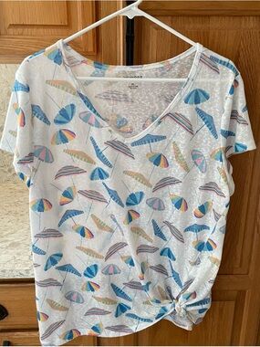 Sunset Beach Umbrella Short Sleeve Tee - White/Multi